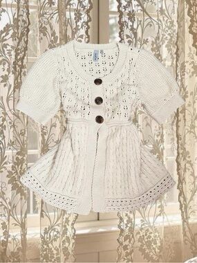 Vintage Y2K Fairycore Beige Babydoll Knit Sweater
